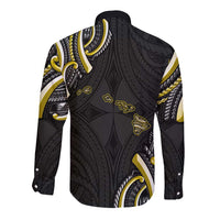 Traditional Art Hawaiian Kakau Tattoos Long Sleeve Button Shirt Yellow Color LT03 - Polynesian Pride