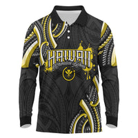 Traditional Art Hawaiian Kakau Tattoos Long Sleeve Polo Shirt Yellow Color LT03 Yellow - Polynesian Pride