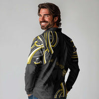 Traditional Art Hawaiian Kakau Tattoos Long Sleeve Polo Shirt Yellow Color LT03 - Polynesian Pride