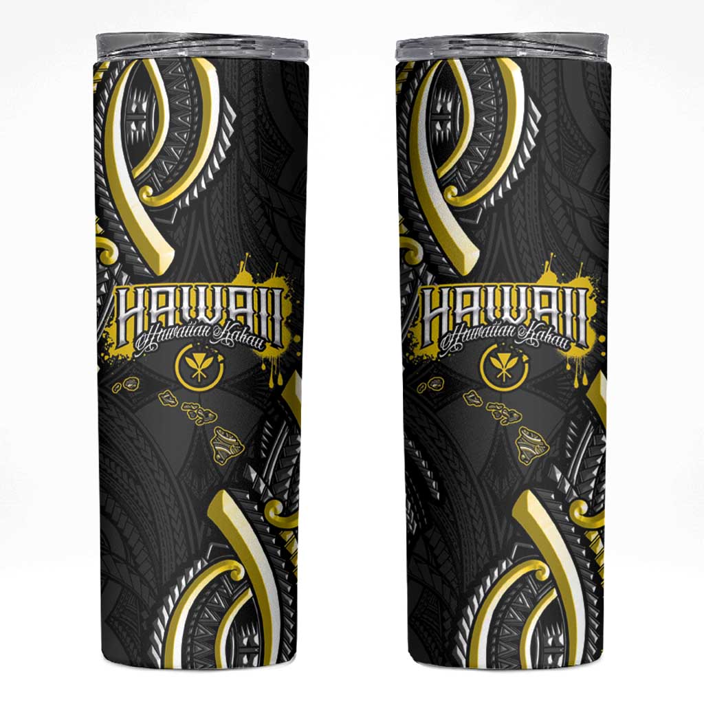 Traditional Art Hawaiian Kakau Tattoos Skinny Tumbler Yellow Color LT03 Yellow - Polynesian Pride