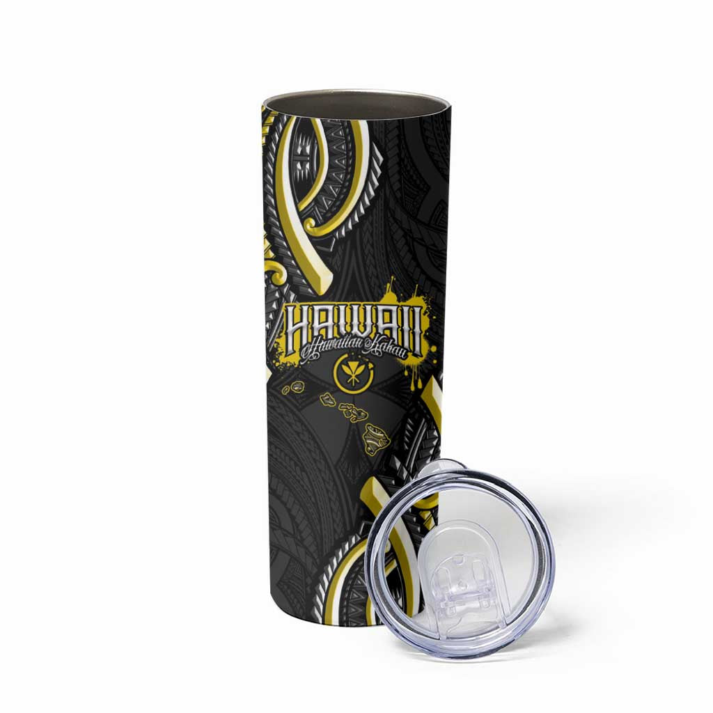 Traditional Art Hawaiian Kakau Tattoos Skinny Tumbler Yellow Color LT03 - Polynesian Pride