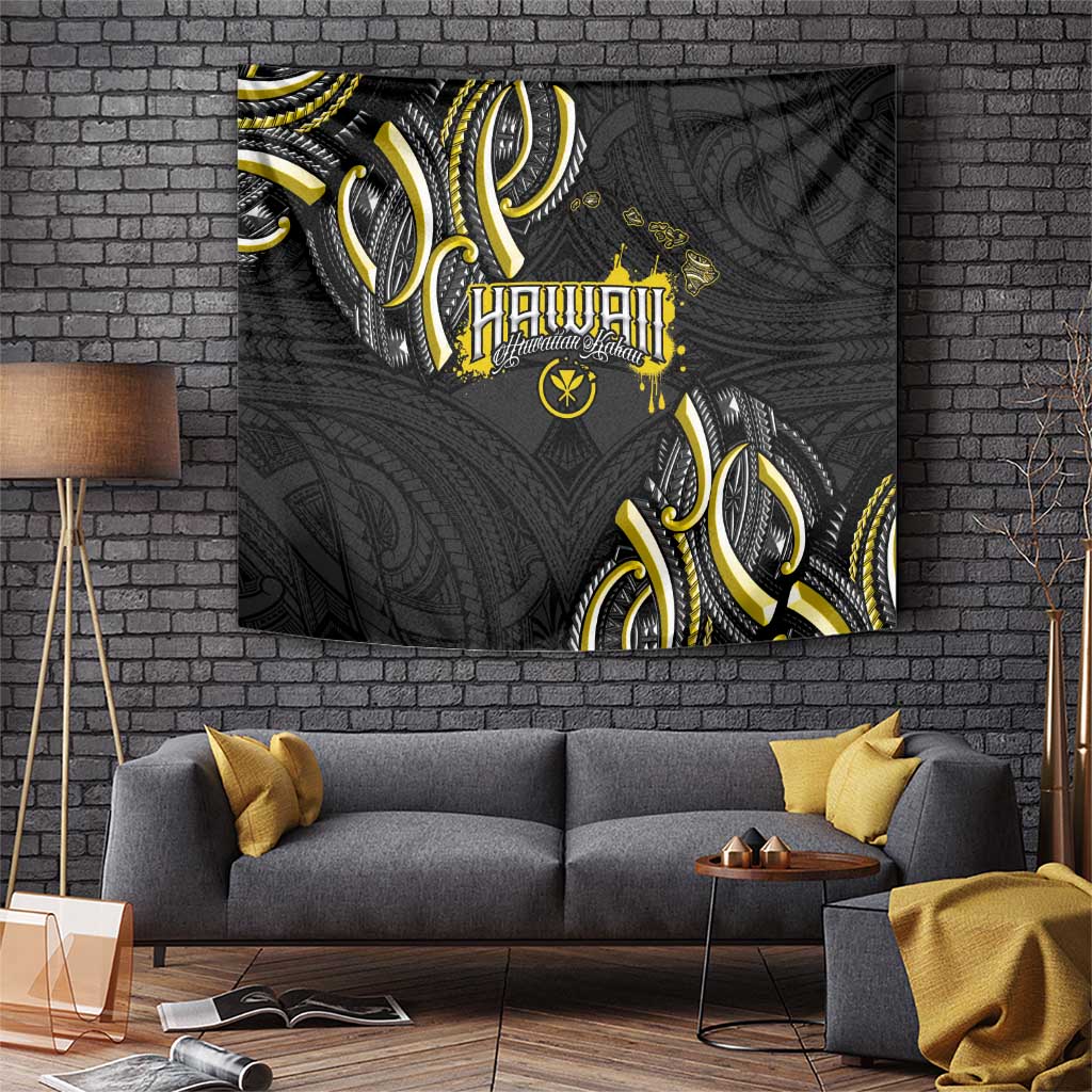 Traditional Art Hawaiian Kakau Tattoos Tapestry Yellow Color - Polynesian Pride