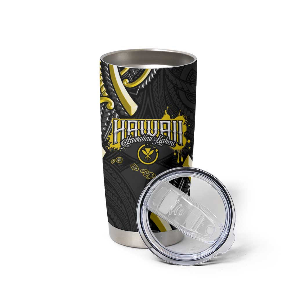 Traditional Art Hawaiian Kakau Tattoos Tumbler Cup Yellow Color - Polynesian Pride