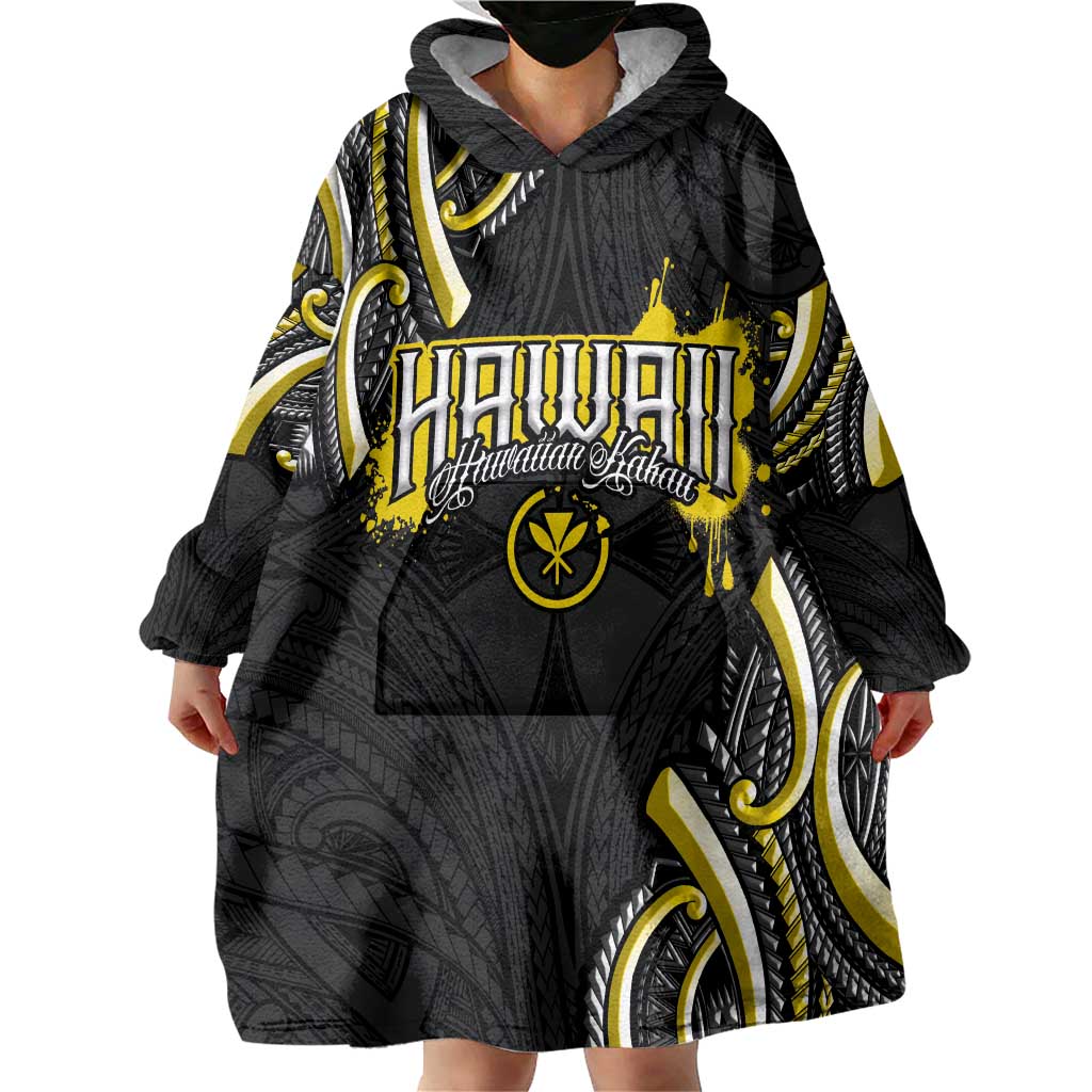 Traditional Art Hawaiian Kakau Tattoos Wearable Blanket Hoodie Yellow Color LT03 - Polynesian Pride