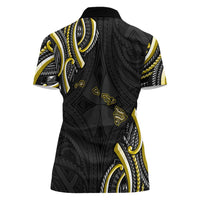 Traditional Art Hawaiian Kakau Tattoos Women Polo Shirt Yellow Color - Polynesian Pride