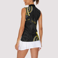 Traditional Art Hawaiian Kakau Tattoos Women Sleeveless Polo Shirt Yellow Color LT03 - Polynesian Pride