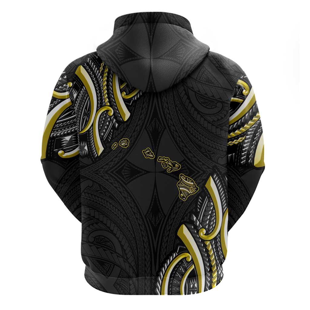 Traditional Art Hawaiian Kakau Tattoos Zip Hoodie Yellow Color - Polynesian Pride