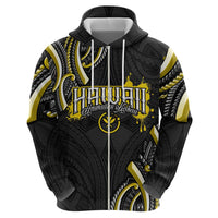 Traditional Art Hawaiian Kakau Tattoos Zip Hoodie Yellow Color - Polynesian Pride