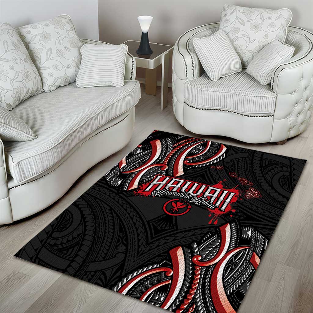 Traditional Art Hawaiian Kakau Tattoos Area Rug Red Color - Polynesian Pride