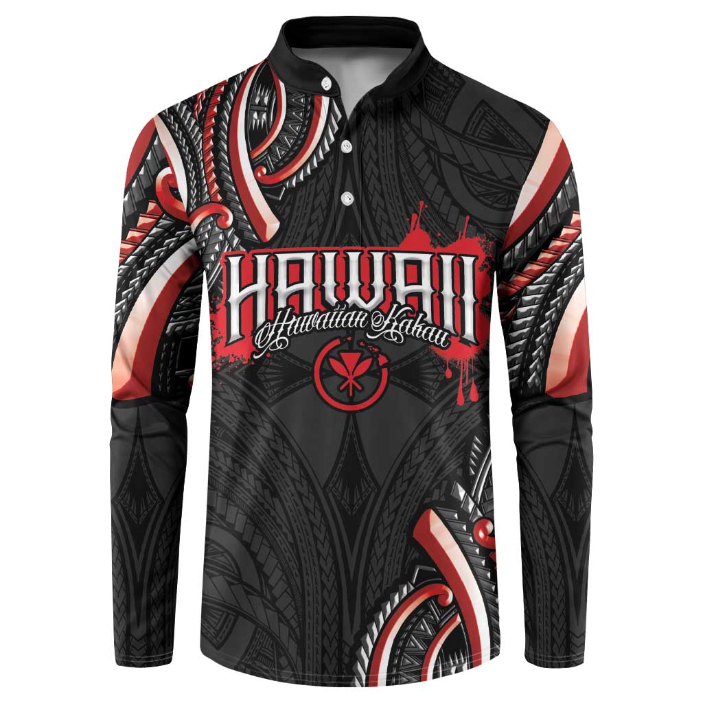 Traditional Art Hawaiian Kakau Tattoos Button Sweatshirt Red Color - Polynesian Pride