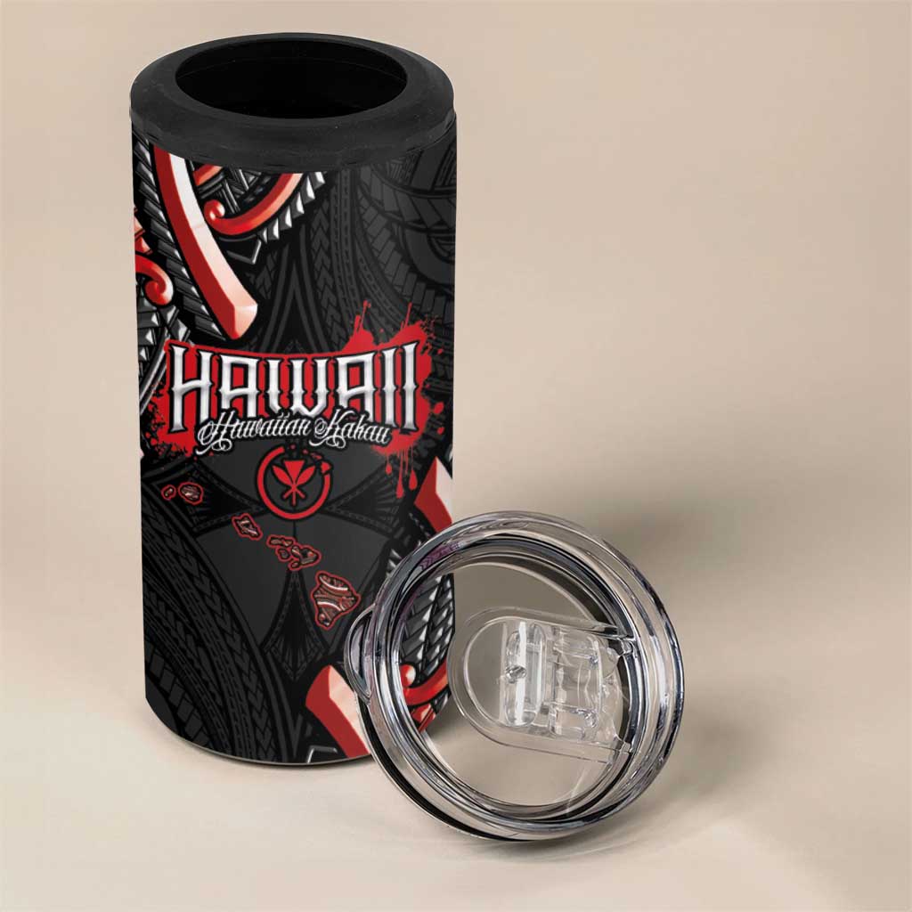 Traditional Art Hawaiian Kakau Tattoos 4 in 1 Can Cooler Tumbler Red Color LT03 - Polynesian Pride
