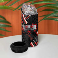 Traditional Art Hawaiian Kakau Tattoos 4 in 1 Can Cooler Tumbler Red Color LT03 - Polynesian Pride