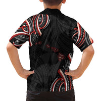 Traditional Art Hawaiian Kakau Tattoos Family Matching Long Sleeve Bodycon Dress and Hawaiian Shirt Red Color - Polynesian Pride