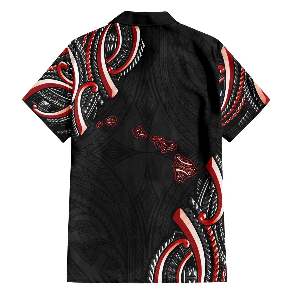 Traditional Art Hawaiian Kakau Tattoos Family Matching Long Sleeve Bodycon Dress and Hawaiian Shirt Red Color - Polynesian Pride