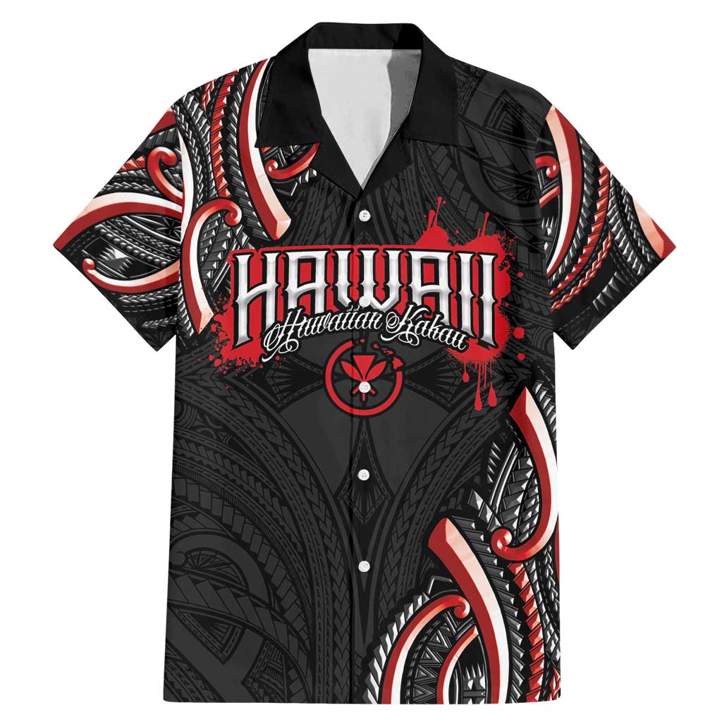 Traditional Art Hawaiian Kakau Tattoos Family Matching Mermaid Dress and Hawaiian Shirt Red Color LT03 Dad's Shirt - Short Sleeve Red - Polynesian Pride