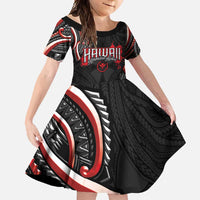 Traditional Art Hawaiian Kakau Tattoos Family Matching Off Shoulder Maxi Dress and Hawaiian Shirt Red Color LT03 Daughter's Dress Red - Polynesian Pride