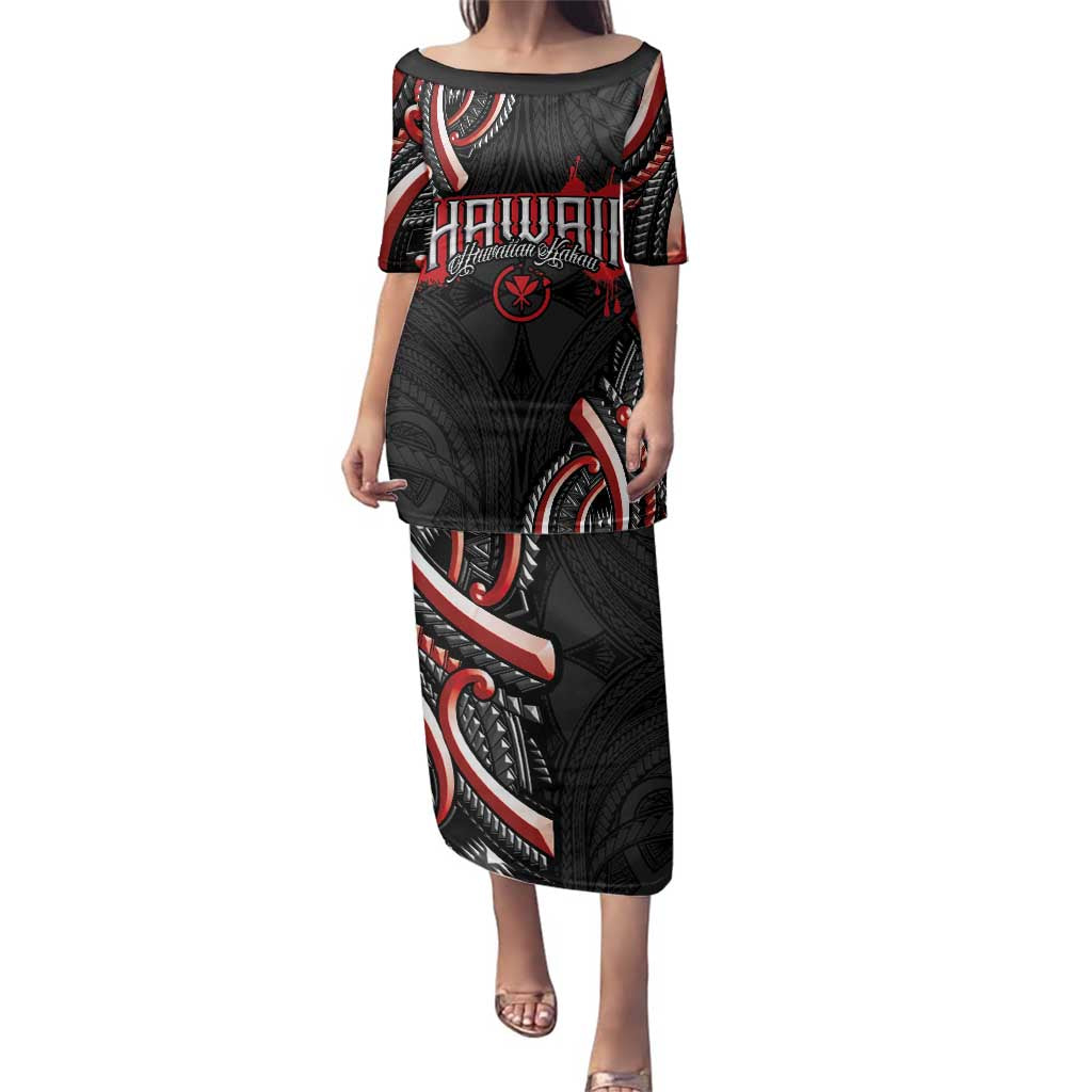 Traditional Art Hawaiian Kakau Tattoos Family Matching Puletasi and Hawaiian Shirt Red Color LT03 Mom's Dress Red - Polynesian Pride