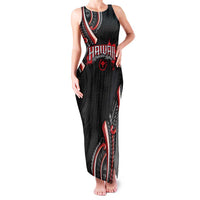 Traditional Art Hawaiian Kakau Tattoos Family Matching Tank Maxi Dress and Hawaiian Shirt Red Color LT03 Mom's Dress Red - Polynesian Pride