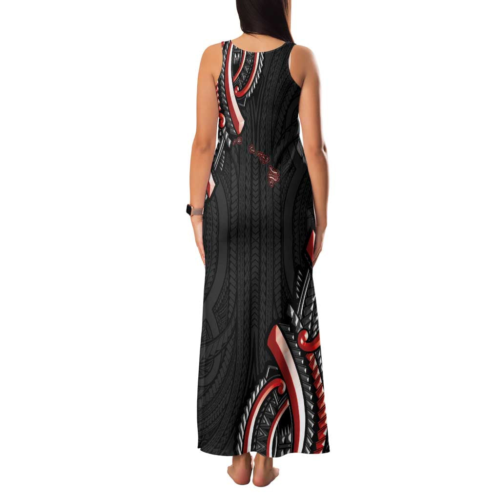Traditional Art Hawaiian Kakau Tattoos Family Matching Tank Maxi Dress and Hawaiian Shirt Red Color LT03 - Polynesian Pride