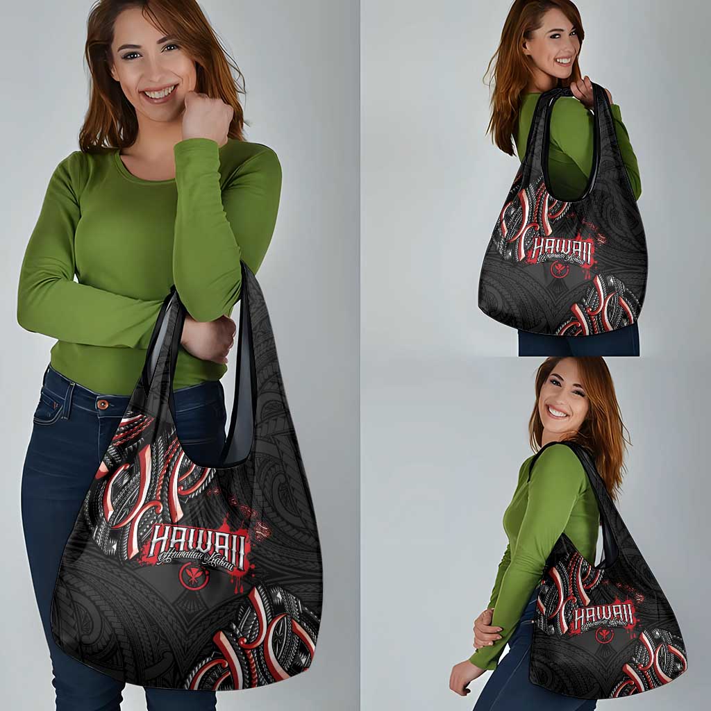 Traditional Art Hawaiian Kakau Tattoos Grocery Bag Red Color - Polynesian Pride