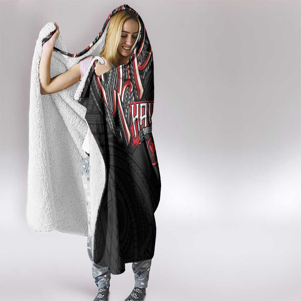 Traditional Art Hawaiian Kakau Tattoos Hooded Blanket Red Color - Polynesian Pride