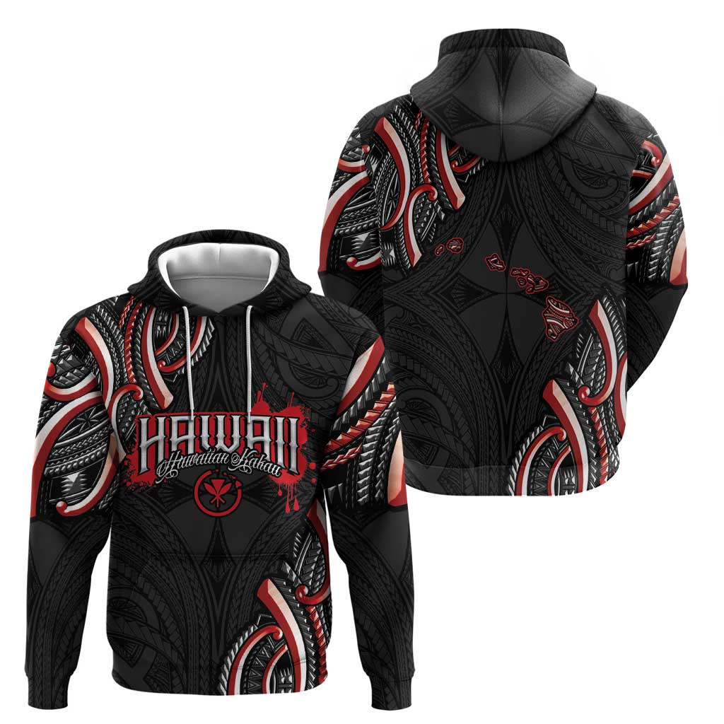 Traditional Art Hawaiian Kakau Tattoos Hoodie Red Color - Polynesian Pride