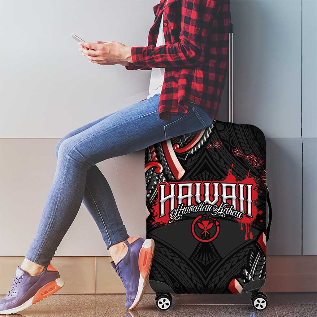Traditional Art Hawaiian Kakau Tattoos Luggage Cover Red Color - Polynesian Pride