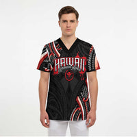 Traditional Art Hawaiian Kakau Tattoos Scrub Top Red Color - Polynesian Pride