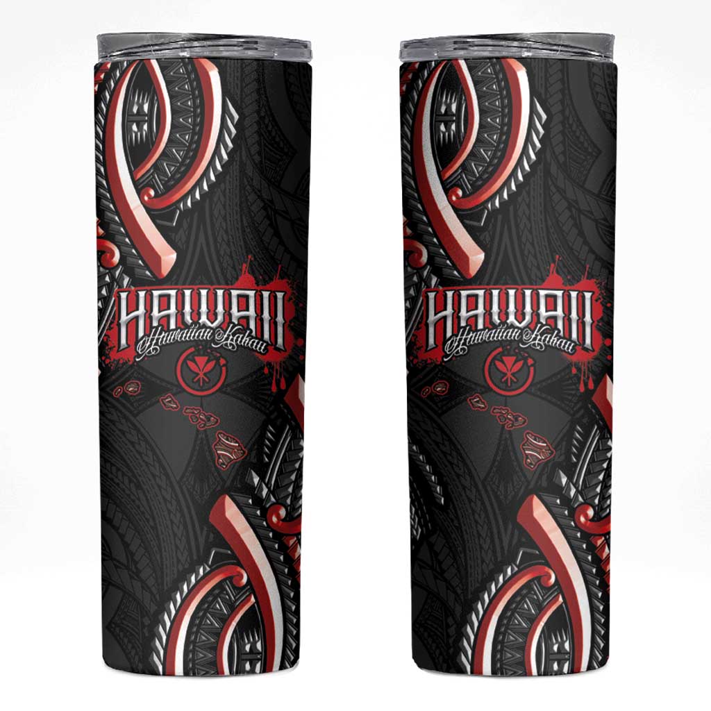 Traditional Art Hawaiian Kakau Tattoos Skinny Tumbler Red Color LT03 Red - Polynesian Pride