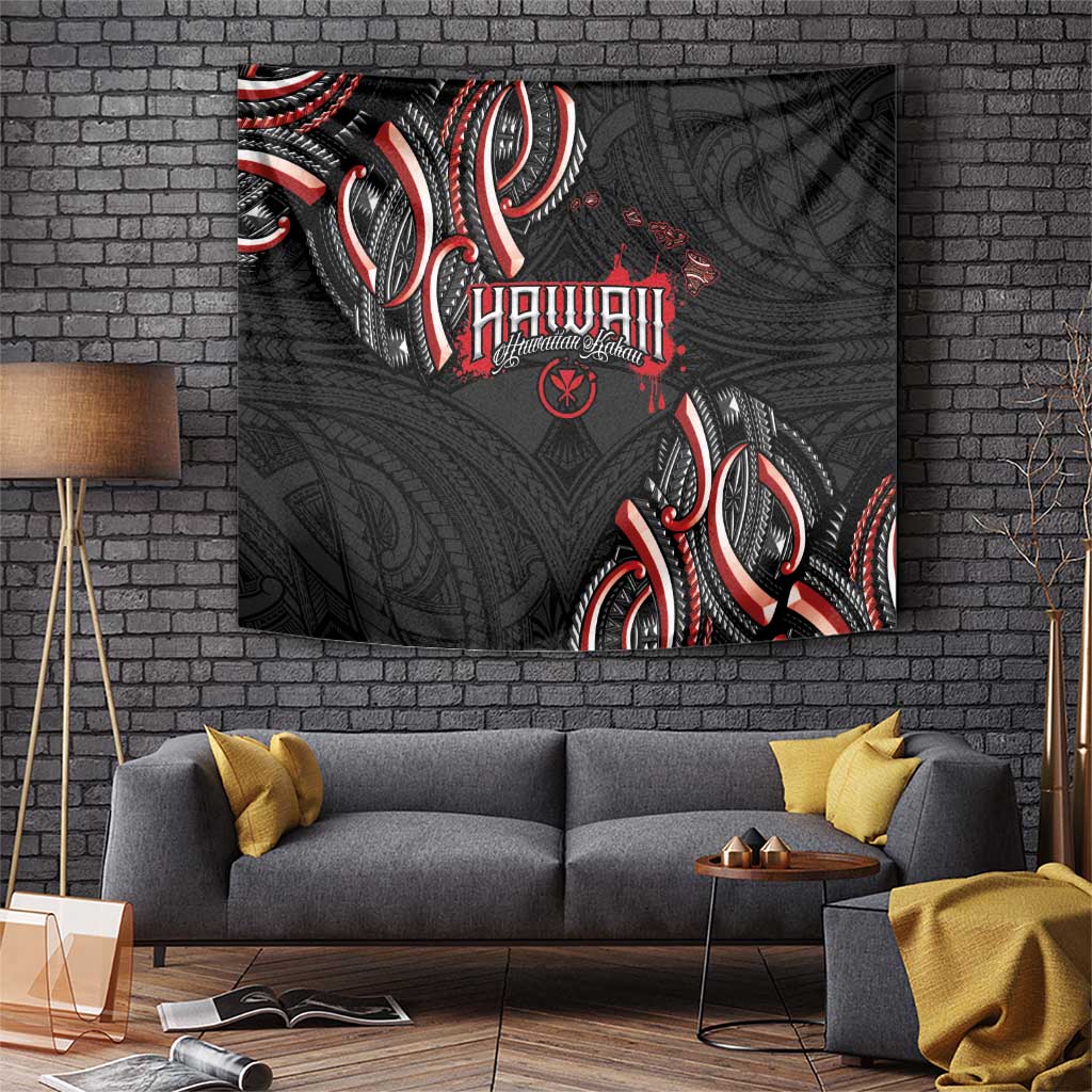 Traditional Art Hawaiian Kakau Tattoos Tapestry Red Color - Polynesian Pride