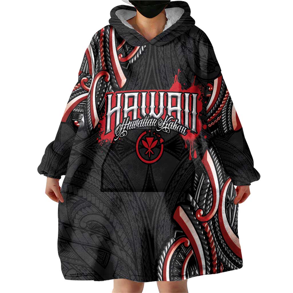 Traditional Art Hawaiian Kakau Tattoos Wearable Blanket Hoodie Red Color LT03 - Polynesian Pride