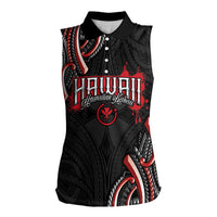 Traditional Art Hawaiian Kakau Tattoos Women Sleeveless Polo Shirt Red Color LT03 Female Red - Polynesian Pride
