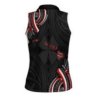 Traditional Art Hawaiian Kakau Tattoos Women Sleeveless Polo Shirt Red Color LT03 - Polynesian Pride