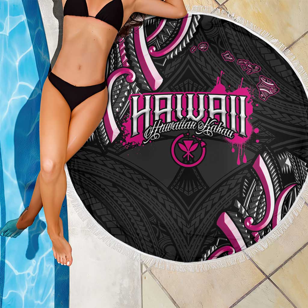 Traditional Art Hawaiian Kakau Tattoos Beach Blanket Pink Color - Polynesian Pride