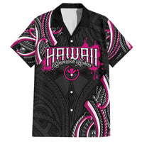 Traditional Art Hawaiian Kakau Tattoos Family Matching Off The Shoulder Long Sleeve Dress and Hawaiian Shirt Pink Color - Polynesian Pride