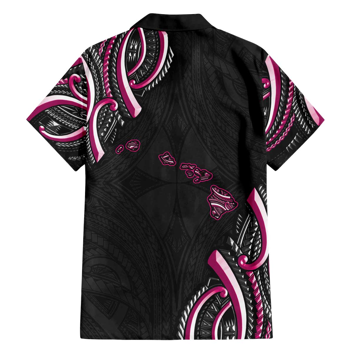 Traditional Art Hawaiian Kakau Tattoos Family Matching Off The Shoulder Long Sleeve Dress and Hawaiian Shirt Pink Color - Polynesian Pride