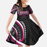 Traditional Art Hawaiian Kakau Tattoos Family Matching Off Shoulder Maxi Dress and Hawaiian Shirt Pink Color LT03 Daughter's Dress Pink - Polynesian Pride