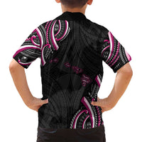 Traditional Art Hawaiian Kakau Tattoos Family Matching Off Shoulder Short Dress and Hawaiian Shirt Pink Color LT03 - Polynesian Pride