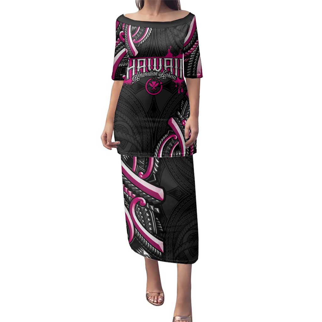 Traditional Art Hawaiian Kakau Tattoos Family Matching Puletasi and Hawaiian Shirt Pink Color LT03 Mom's Dress Pink - Polynesian Pride
