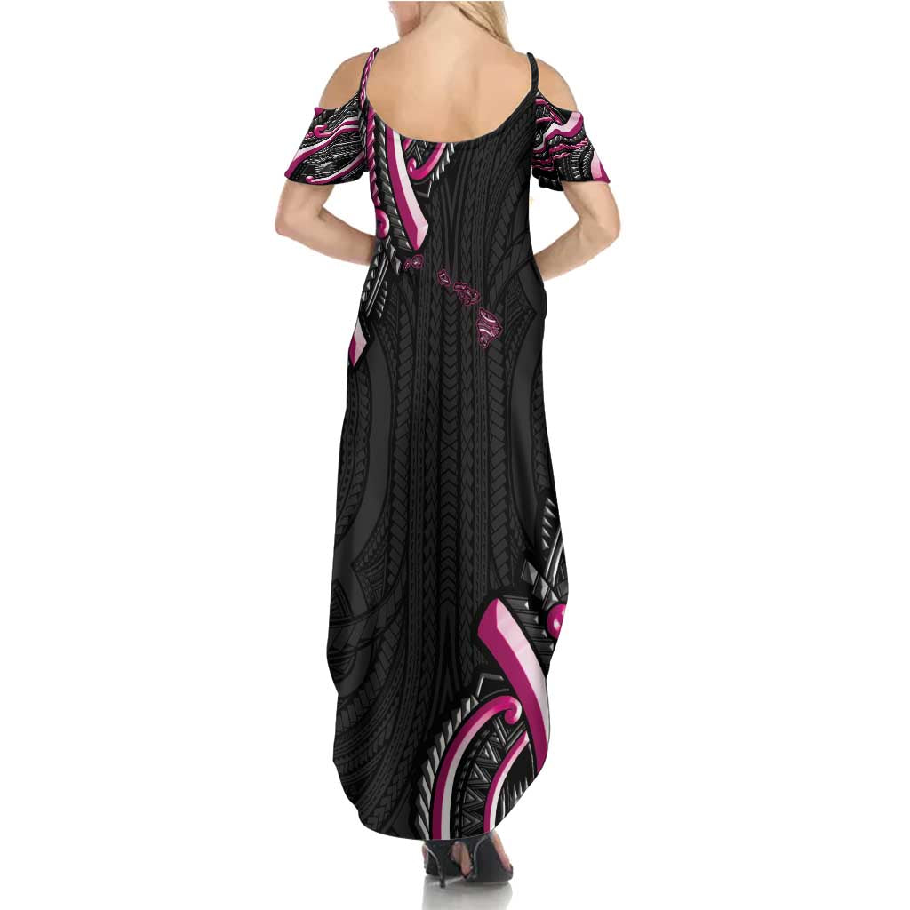 Traditional Art Hawaiian Kakau Tattoos Family Matching Summer Maxi Dress and Hawaiian Shirt Pink Color LT03 - Polynesian Pride