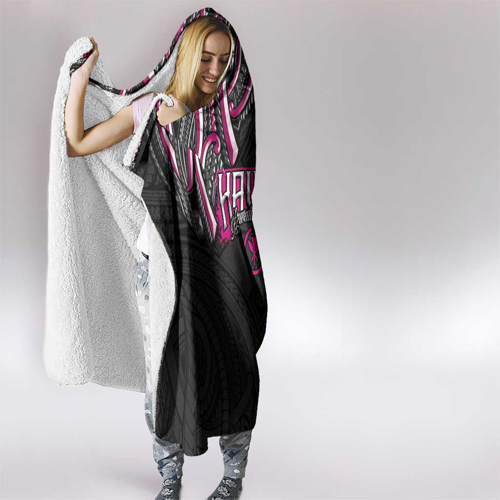 Traditional Art Hawaiian Kakau Tattoos Hooded Blanket Pink Color - Polynesian Pride