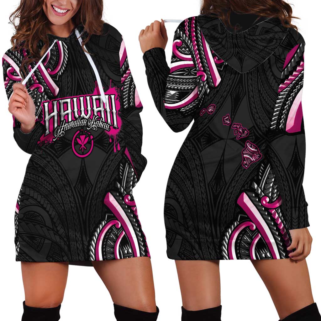 Traditional Art Hawaiian Kakau Tattoos Hoodie Dress Pink Color LT03 - Polynesian Pride
