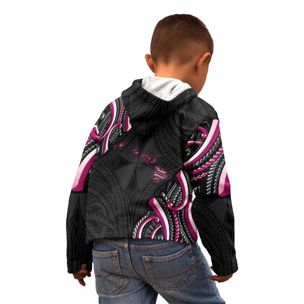 Traditional Art Hawaiian Kakau Tattoos Kid Hoodie Pink Color - Polynesian Pride