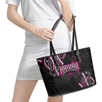Traditional Art Hawaiian Kakau Tattoos Leather Tote Bag Pink Color - Polynesian Pride