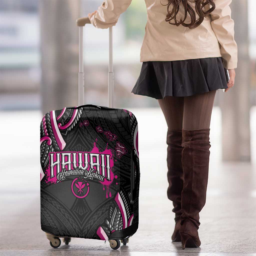Traditional Art Hawaiian Kakau Tattoos Luggage Cover Pink Color - Polynesian Pride