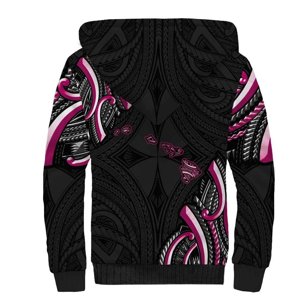 Traditional Art Hawaiian Kakau Tattoos Sherpa Hoodie Pink Color LT03 - Polynesian Pride