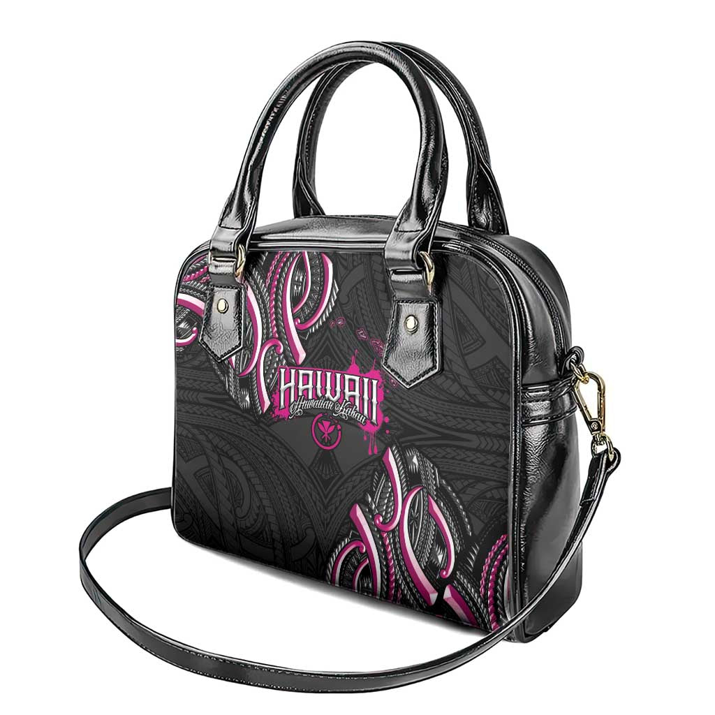 Traditional Art Hawaiian Kakau Tattoos Shoulder Handbag Pink Color - Polynesian Pride