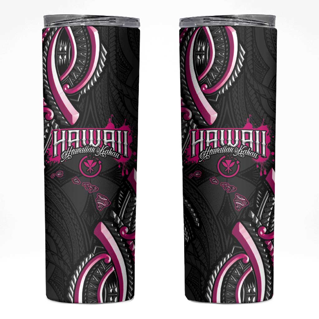 Traditional Art Hawaiian Kakau Tattoos Skinny Tumbler Pink Color LT03 Pink - Polynesian Pride