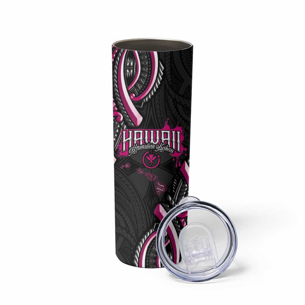 Traditional Art Hawaiian Kakau Tattoos Skinny Tumbler Pink Color LT03 - Polynesian Pride