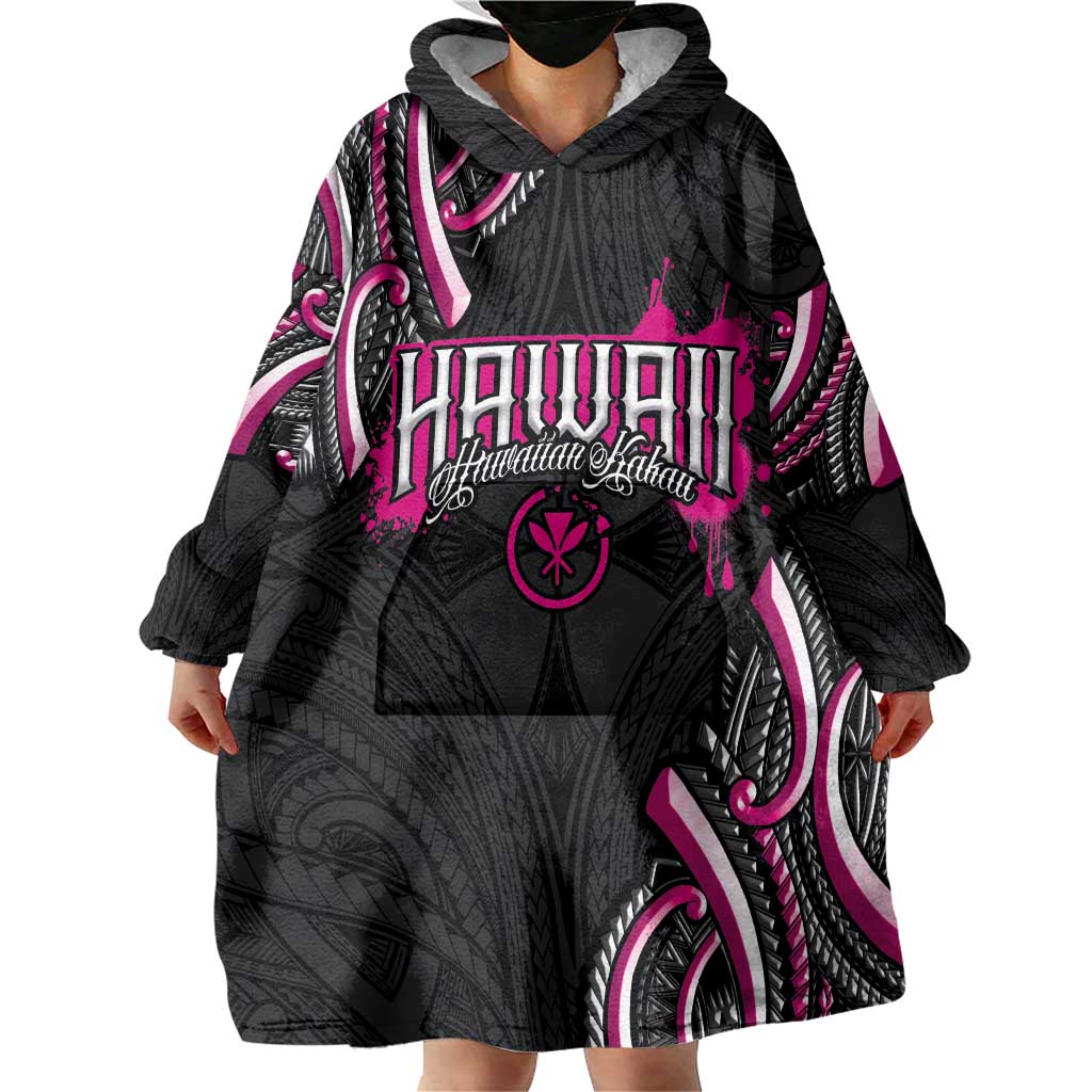 Traditional Art Hawaiian Kakau Tattoos Wearable Blanket Hoodie Pink Color LT03 - Polynesian Pride